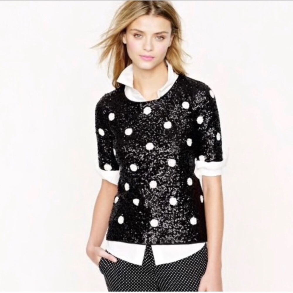 Black & White Sequin Polka Dot Top